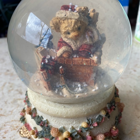 Vintage Christmas Santa Teddy And Me Musical Snow Globe - Picture 1 of 5